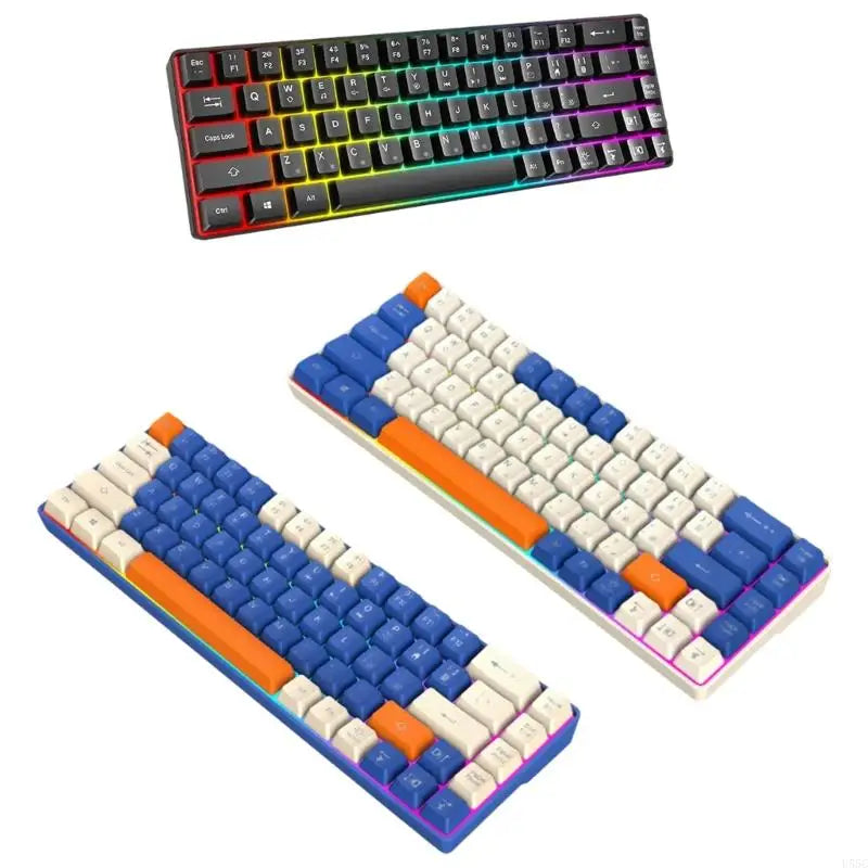 Compactly Mechanical Gaming Keyboard 68Key with LED Backlits Clear Letter for Office Home Use for Typing Gaming Keyboard