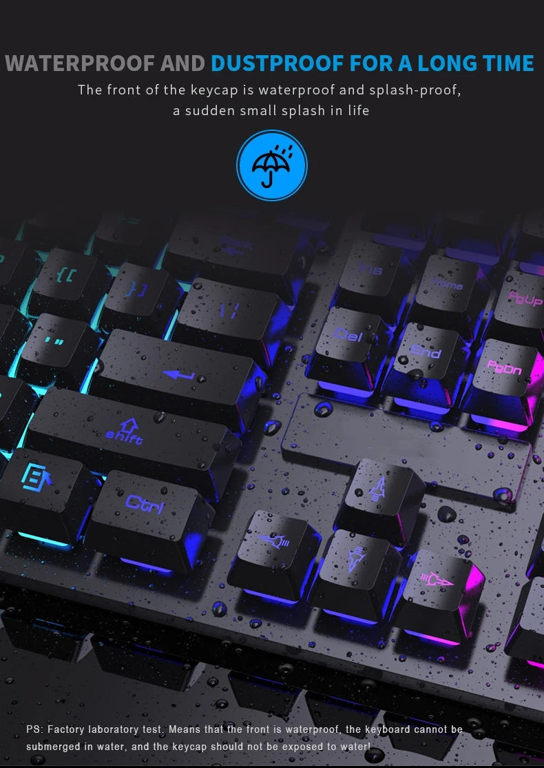 104 key Backlit Computer Keyboard Waterproof Gaming Keyboard Backlit Ergonomics Colorful Mechanical Feel Keyboard And Mouse Set