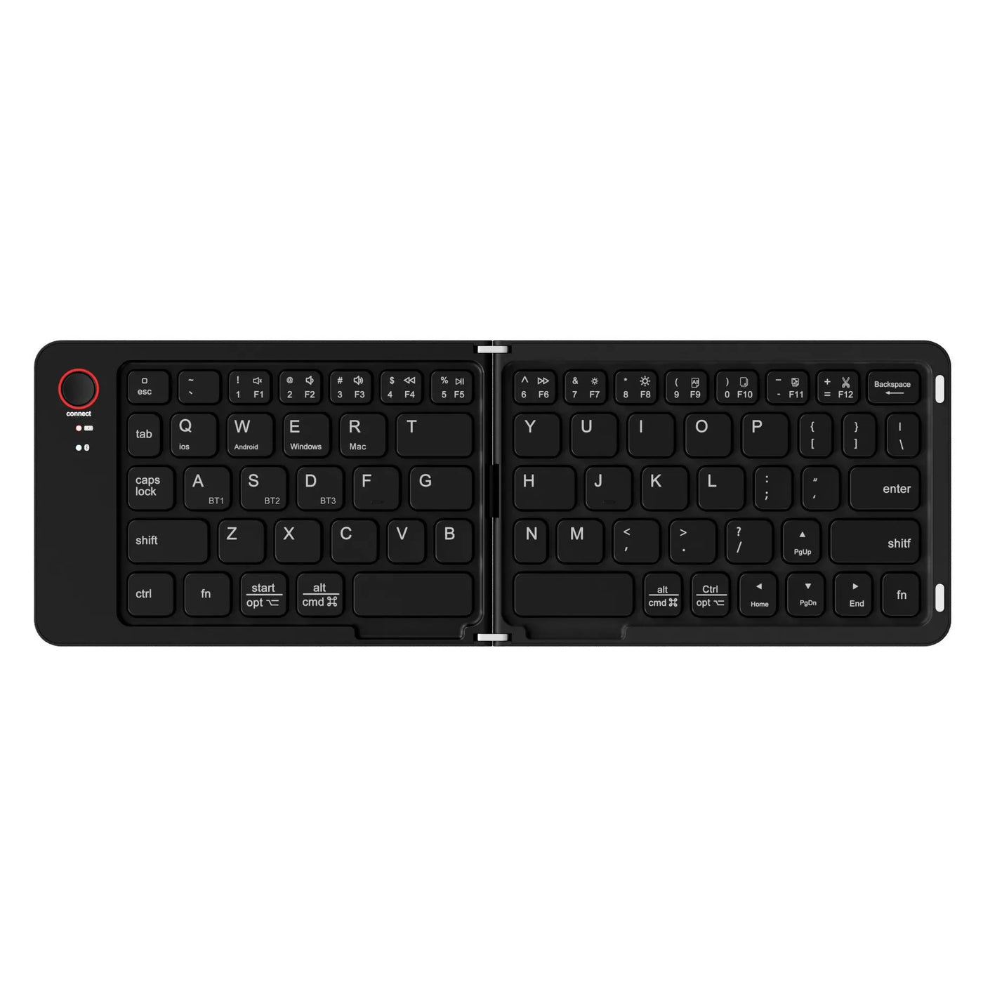 Double Folding Keyboard Mini Wireless Keyboard Foldable Dual Bluetooth Keyboard with Touchpad for Windows Android IOS iPad Phone