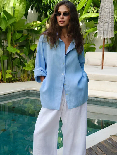 Fashion Loose Blouses Urban Women's Linen Top