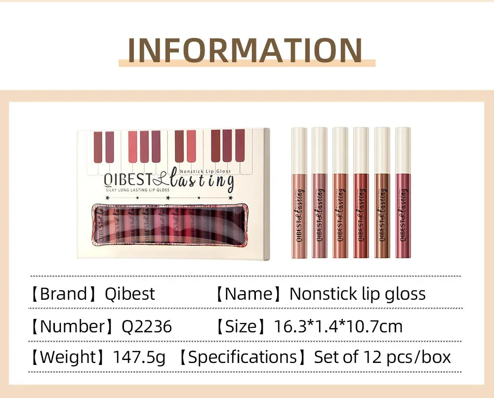 Luxury Matte Lip Gloss Set 12 Waterproof Shades Non Sticky Long Lasting Lipstick Kit For Daily Party Makeup