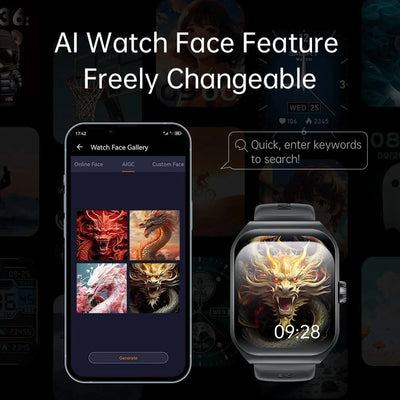 KUMI KU7 Smartwatch 1.96" AMOLED, AI Voice Assistant, Bluetooth Call, SOS Alert, 100+ Sports, Health Monitor