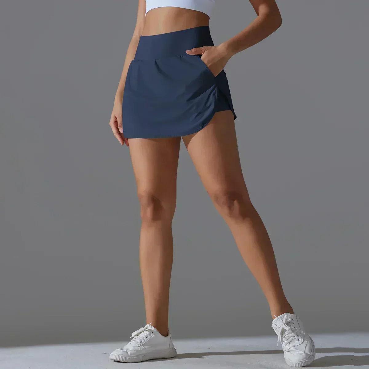 Women gym running shorts double deck quick dry sport fitness jogging workout with pocket sports tight short