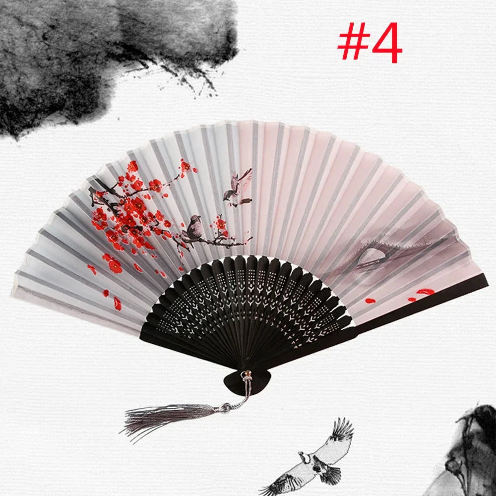 Folding Hand Fan Weddings Traditional Chinese Japanese Korean Art Craft Gift Bamboo Room Dance Props Wood Fans Home Decorations