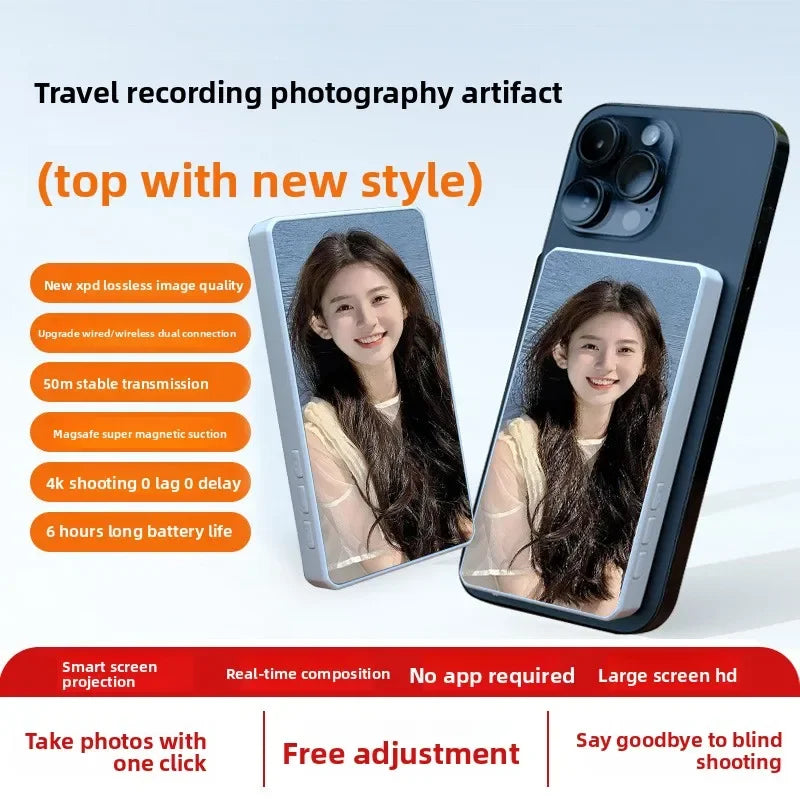Portable Phone Selfie Screen Display Projector Magnetically Attached Rear Screen Booster for HighQuality Live Videos and Selfie