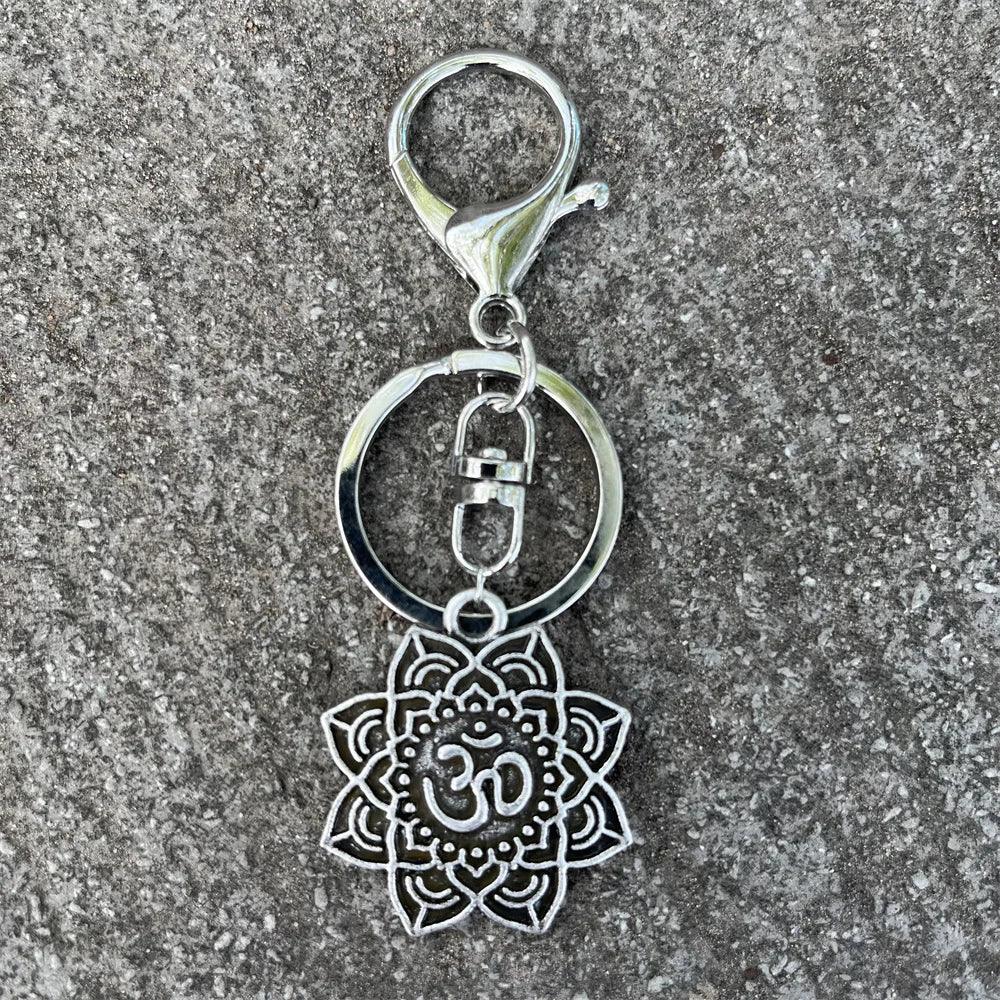 Nostalgia Mandala Yoga Keychain For Women Lotus Key Holder Accessories Buddhism Jewelry