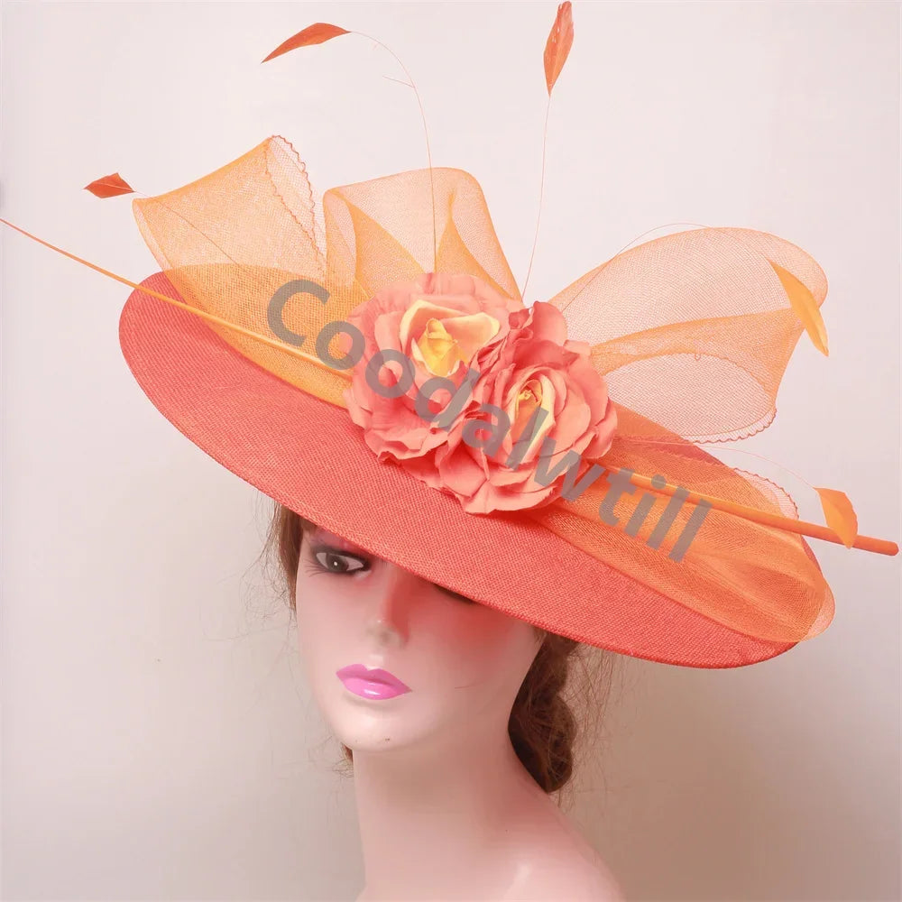 Royal Ascot Big Flower Fascinators Hat Women Wedding Pillbox Cap Ladies Derby Feather Fascinator Headdpiece Ladies Party Chapeau