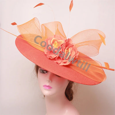 Royal Ascot Big Flower Fascinators Hat Women Wedding Pillbox Cap Ladies Derby Feather Fascinator Headdpiece Ladies Party Chapeau