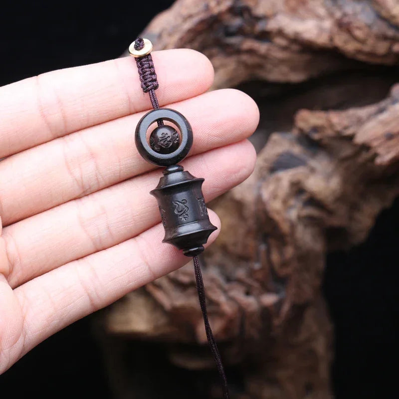 Handmade Original Tibetan Buddhism Ebony Keychain Handmade Retro Wooden Keychain