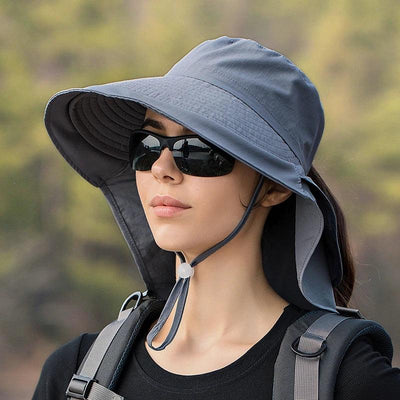 Summer Hat Women Outdoor UV Anti Neck Protection Sun Visor men Fishing Hiking Wide Brim Shawl Sunscreen Ponytail Cap undefine