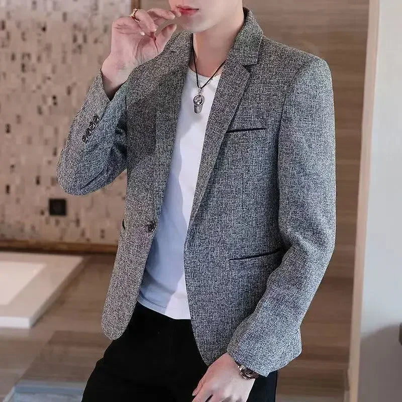 Plaid Male Blazer Brown Men's Suit Jackets Single Breasted Coat Fashion 2024 Fashionable High Quality Classic Luxury Designer