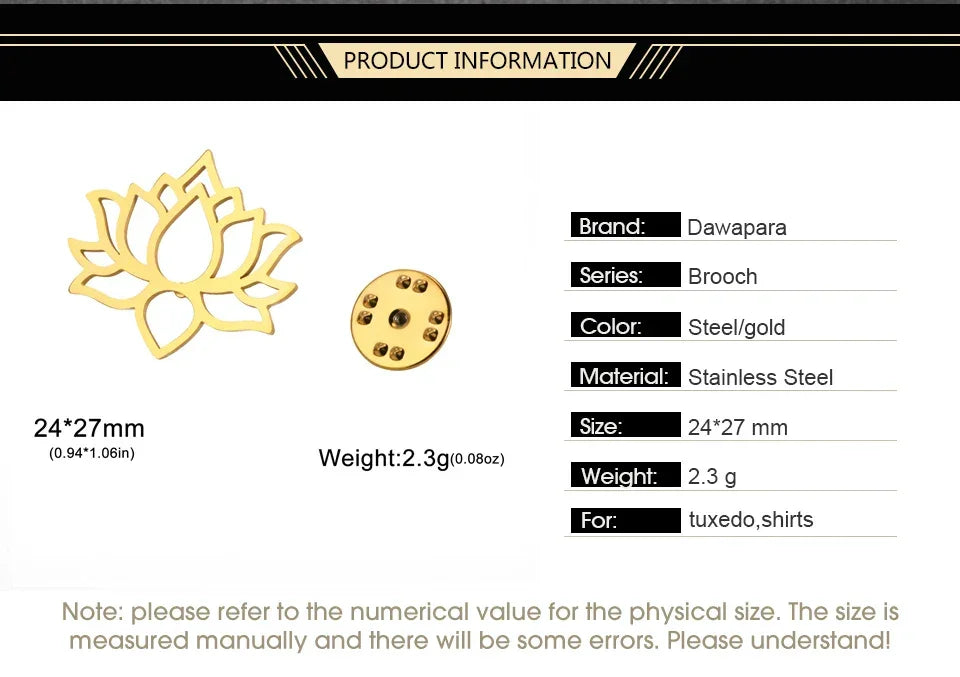 Dawapara Mandala Lotus Flower Brooch Lapel Pin Buddhism Spiritual Jewelry Fashion Stainless Steel Accessories