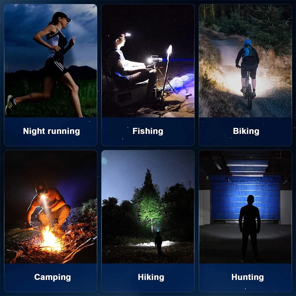 Mini LED Headlamp Clip On Cap Hat Light Head Torch Fishing Camping Lamp USB Rechargeable Head Lamp Portable Lighting Headlight