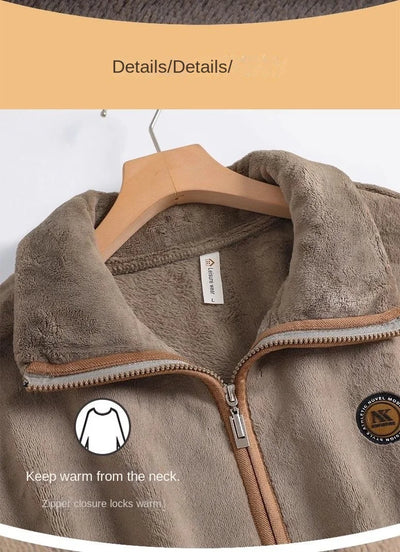 Men's Plush Fleece Pajamas Set Winter Warm Flannel Sleepwear