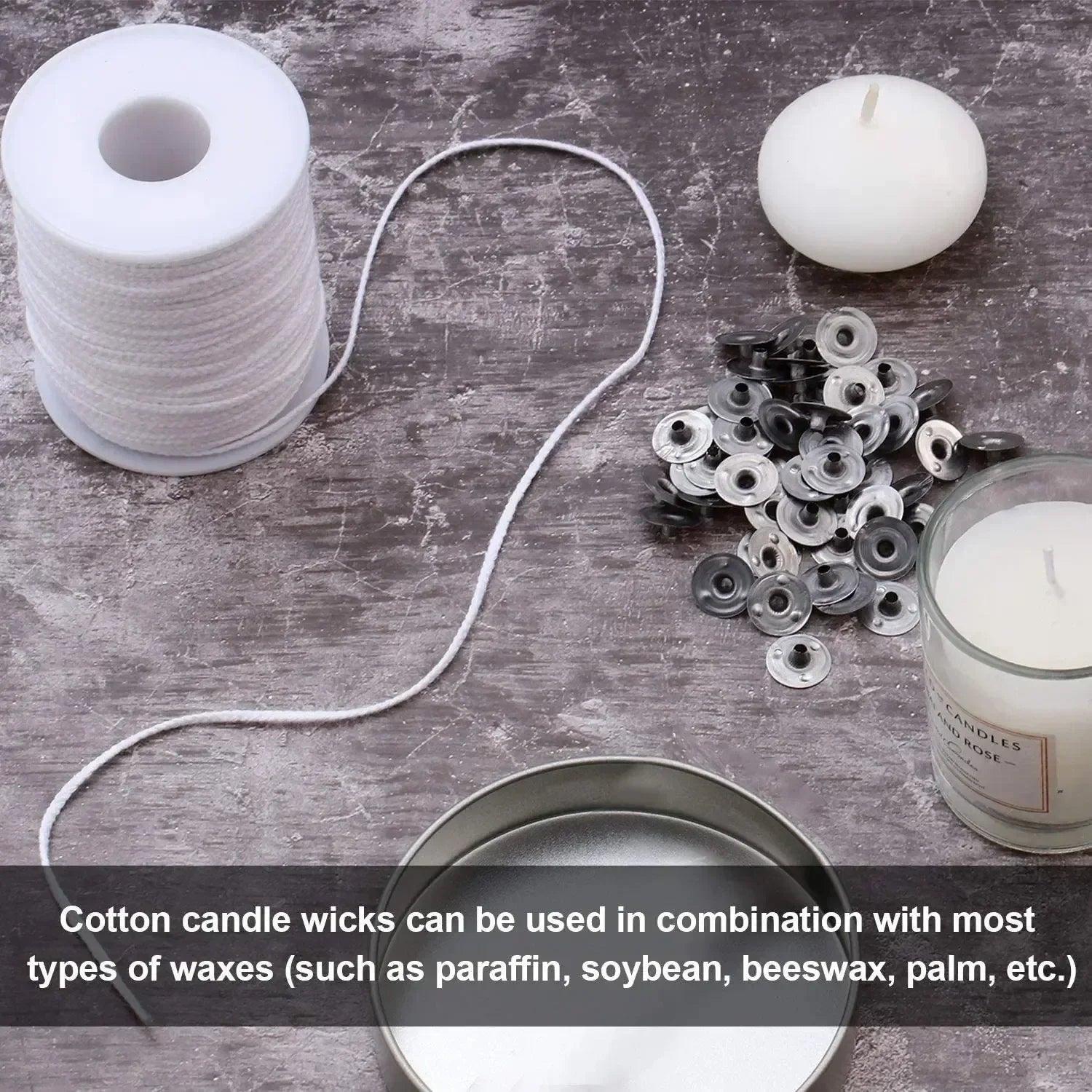 100pcs candle holder 61m cotton wick smokeless aromatherapy cylindrical thread making kit diy maker