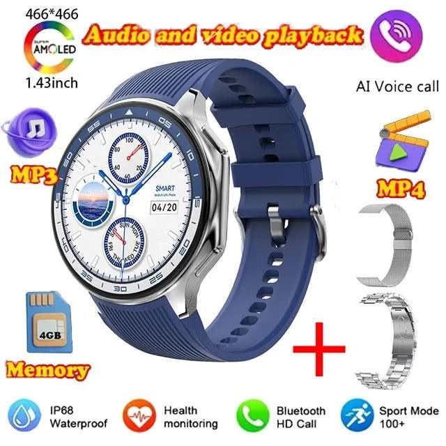 New for Oppo Watch X Men Smartwatch 32GB Extra large Memory 3D Mode MP3 MP4 Smart Watch GPS Sport Smartwatches Bluetooth calling