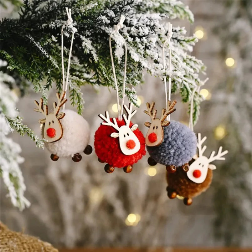 Christmas Ornaments Wooden Elk Hanging Pendant Ornament Christmas Tree Decor for Home New Year 2024 Noel Navidad Decorations