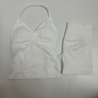 Women Yoga Set Seamless Yoga Longline Strappy Tank Top