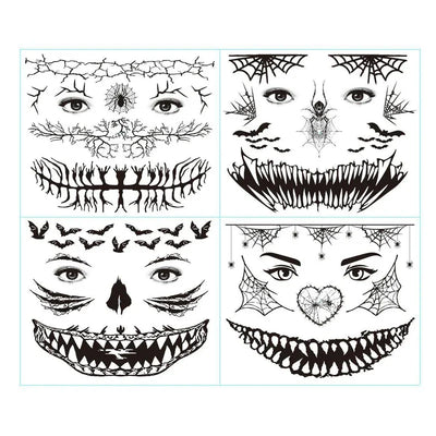 Temporary Tattoos for Women Adult Kids Girl Halloween Spider Web Tattoo Face False Waterproof Sticker Neck Arm Hands Tattoos
