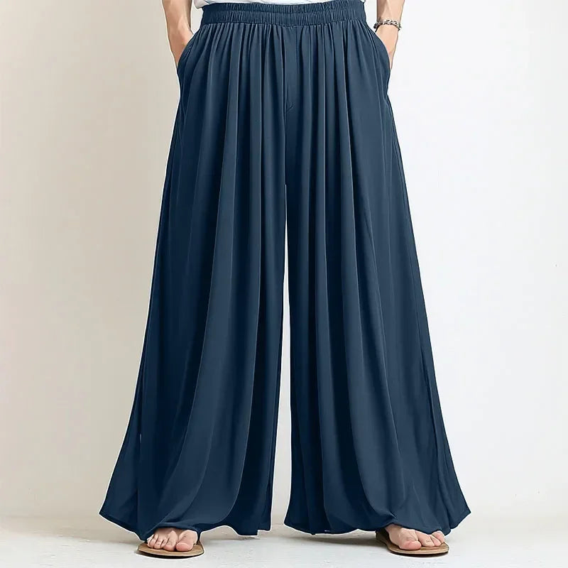 Men Wide Leg Pants Solid Color Joggers Pleated Oversize Casual Trousers Men Elastic Waist 2025 Streetwear Fashion Pants INCERUN