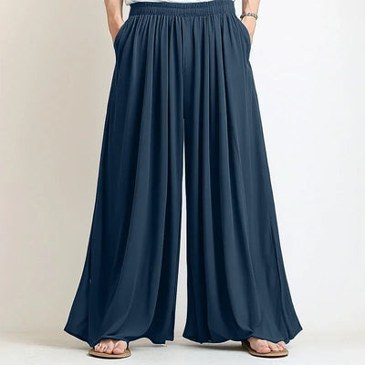 Men Wide Leg Pants Solid Color Joggers Pleated Oversize Casual Trousers Men Elastic Waist 2025 Streetwear Fashion Pants INCERUN