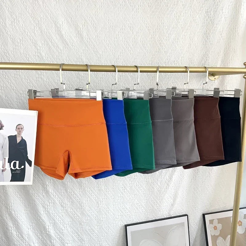 Women Sports Biker Shorts Women Naked Feeling High Waist Yoga Shorts Push Up Fitness Leggings Tummy Control Yoga Slim Shorts🩳👍