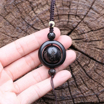 Handmade Original Tibetan Buddhism Ebony Keychain Handmade Retro Wooden Keychain