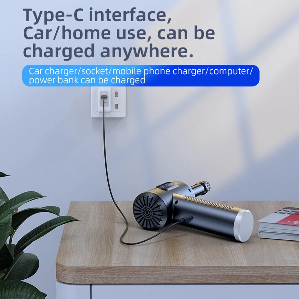 99000Pa Portable Compressed Air Duster 2 in 1 Air Blower & Vacuum Cleaner Cordless Duster Blower for Keyboard Computer Cleaning