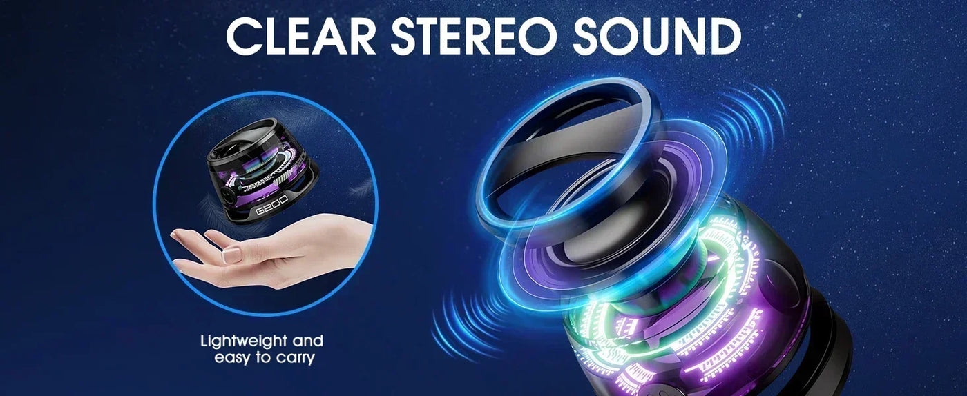 Bluetooth speaker with multiple RGB color lights and magnetic phone holder, suitable for showerrooms, bicycles, cars, and outdoo