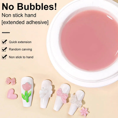 LIMEGIRL 15g Solid Nail Extension Gel Non Stick Hand Phototherapy UV Gel Quick Building Gel Nails Tips Nail Art Prolong Nail Gel