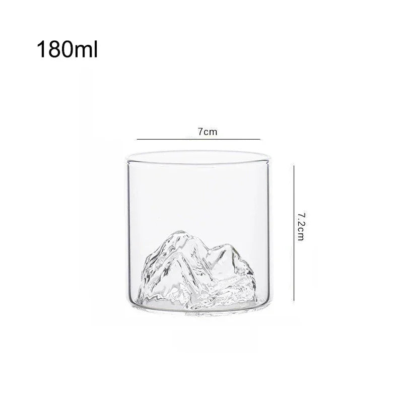 3D Landscape glass Cup Wine Whiskey Beer Tea Coffee Cup Glassware Mountain Crystal Glass for Drinking Bourbon Scotch Cocktails