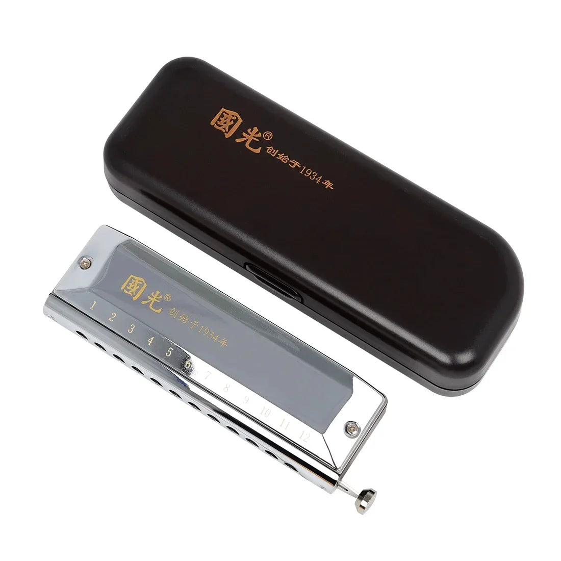 Professional Silver Chromatic Harmonica｜12-Hole 48 Tones w/Stainless Cover｜Guoguang Voice-Optimized｜Home Use for All Ages 🎶