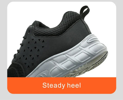 Men's Safety Shoes Comfortable Non-Slip Work Shoes Lightweight Breathable Safety Toe Casual Sneakers for Construction Site Black
