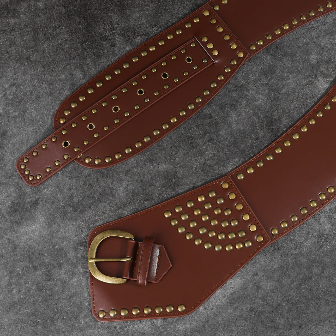 New vintage haute couture fashion with a dress with a hipster studded punk waist seal