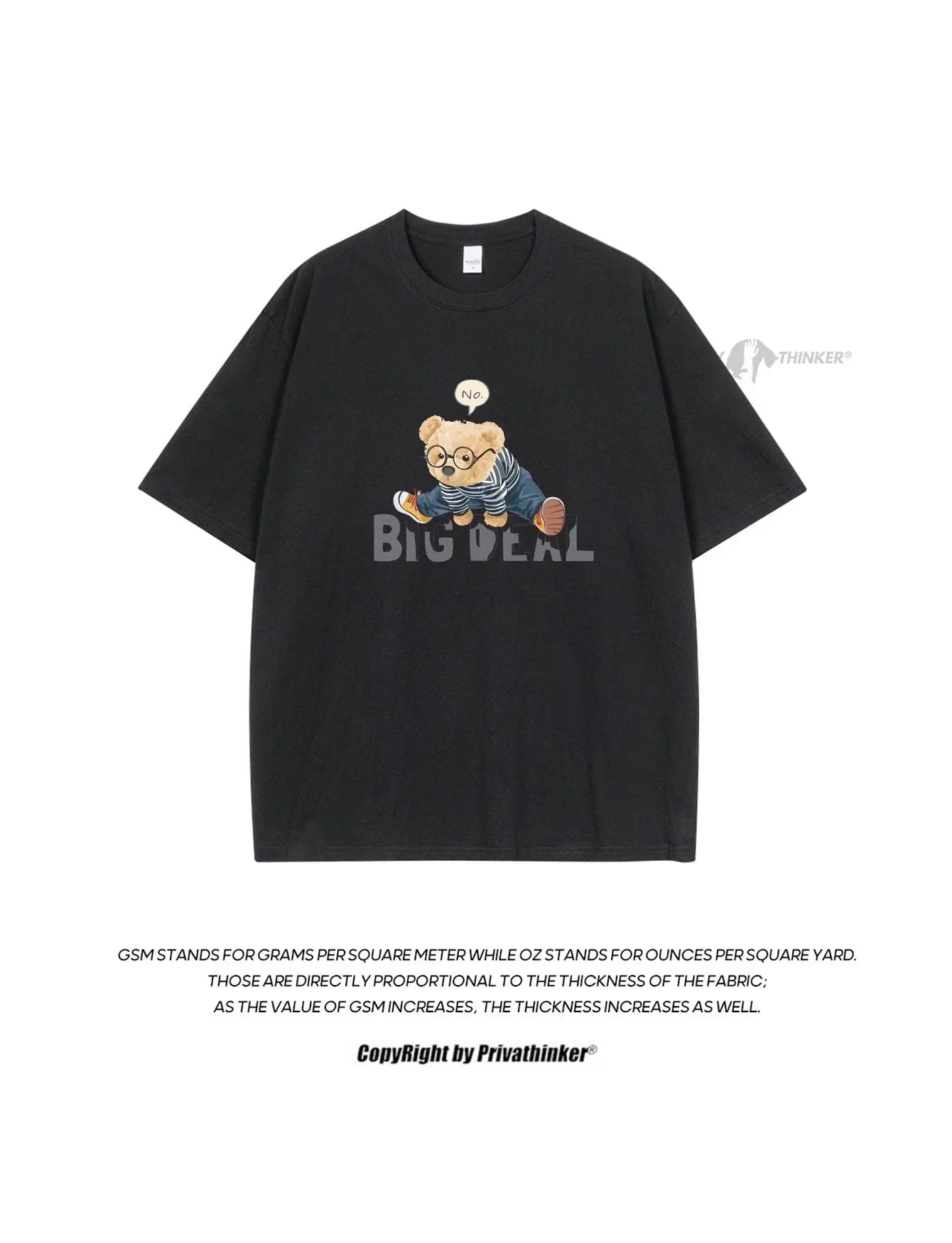 Designer Brand Men T-shirts Loose Summer Unisex Cute Bear Print Tees Fashion Kpop Male Tops High Quality Cotton Male Clothing