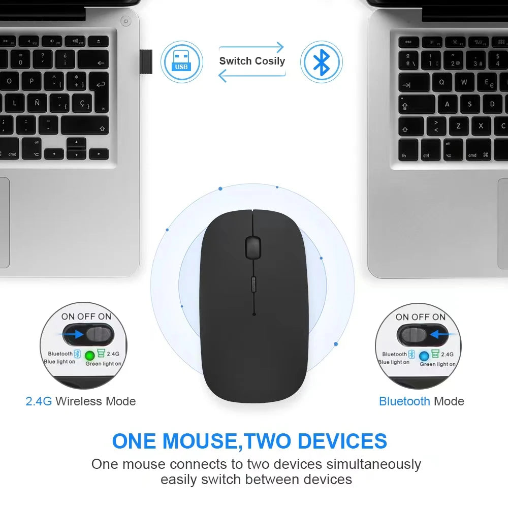 Rechargeable Wireless Mouse Gamer 2.4G USB Bluetooth-compatible Mouses For Laptop Pad Tablet Macbook Ergonomic Gaming Mouse