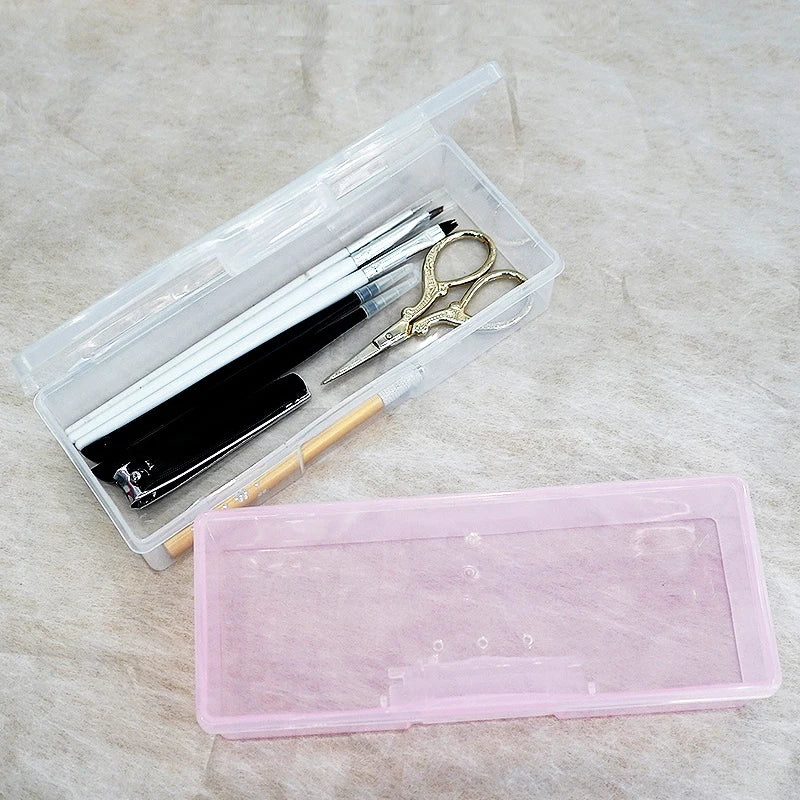 Pink/Transparent Plastic Storage Box Jewelry Display Boxes Portable Small Items Packaging Box Nail Art Equipment Organizers