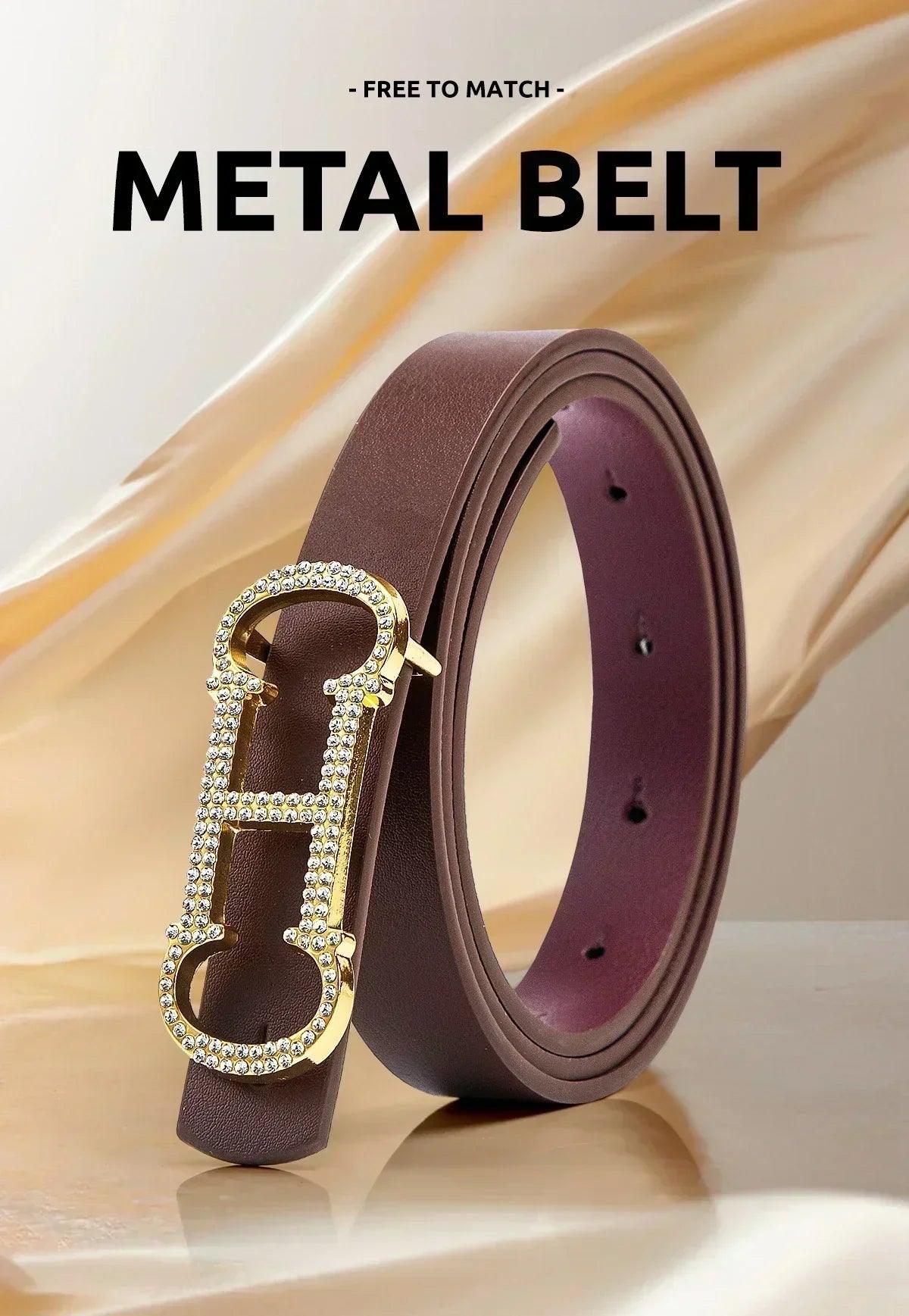 Women designer alloy buckle genuine leather |waist strap | female | jeans |trouser
