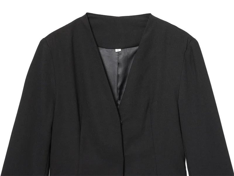 Women's Dress 2025 Autumn New Style Black Long-Sleeve Patchwork Blazer Long Dress Elegant Socialite Style