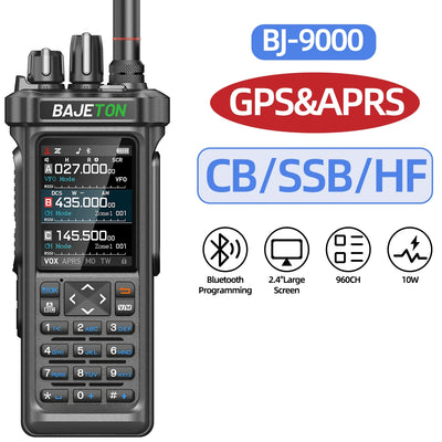 BAJETON BJ-9000 GPS APRS Walkie Talkies 10W CB 27Mhz CB/SSB/HF Receive Bluetooth Programming NOAA ShortWave For RT-950 Ham Radio