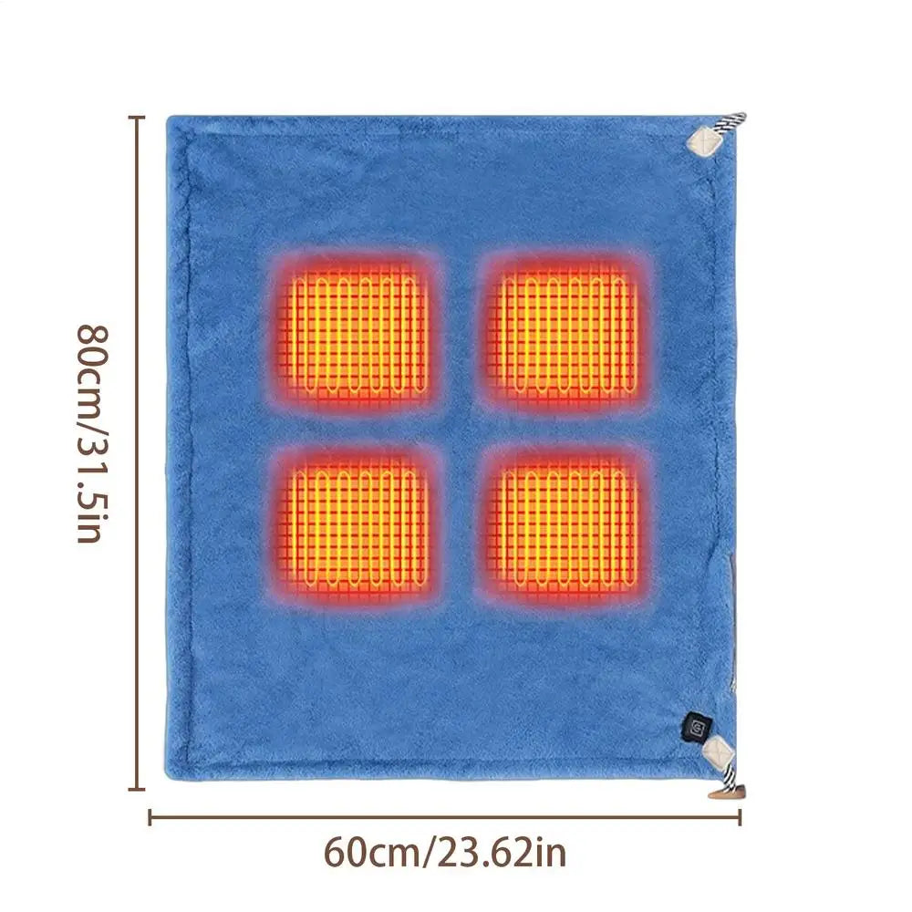 USB Electric Heated Blanket 3Heating Levels Fleece Heated Blanket Portable Body Warmer Blanket Quickly Heated Cape Pad forOffice