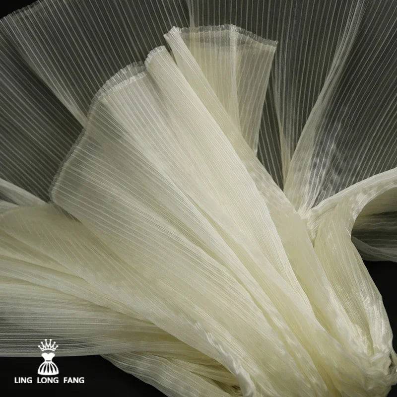 Bright Wrinkled Texture Organza Fabric for Wedding Decoration Background Yarn Floral Design Plastic Fabrics Cloth Diy Sewing