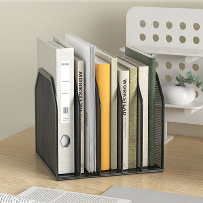 Desk File Organizer 5 Sections Upright Mesh Desktop Organizer File Sorter Office Organization File Holder for Home, Office