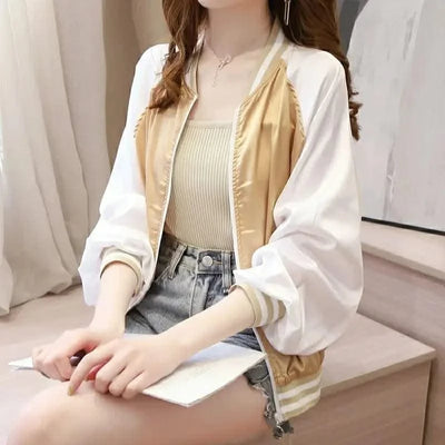 Bomber Jacket for Women Loose Short New in Baseball Aviator Coat