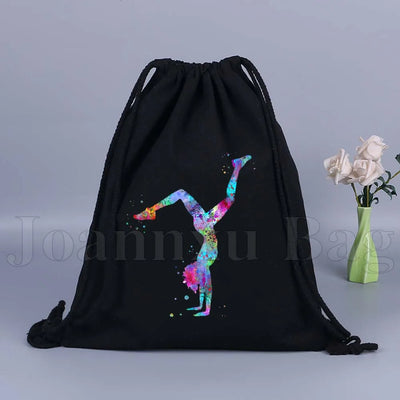 Tumbling Gymnastics Girl Gymnast Women Rhythmic Balance Beam Aerial Yoga Drawstring Backpack Sackpack String Bag String Bags