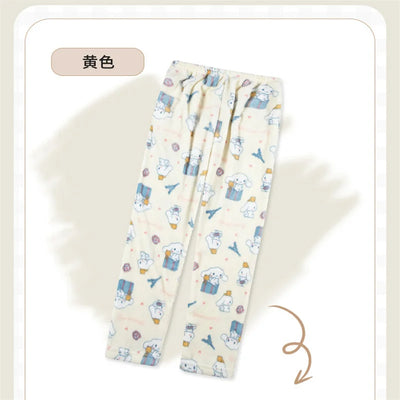 My Melody Flannel Pajamas Pants, Kuromi Loungewear, Loose, Comfortable, Warm, Thick Fleece Pant, Hello Kitty