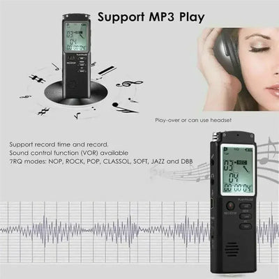 Voice Recorder - Voice Activated Recorder with Earphone & USB Charge Cable, Digital Voice Recorder with Playback for Lectures &