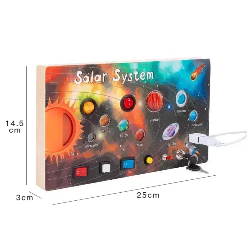 Montessori busy board sensory toys wooden with led light switch control travel activities children games for 2-4 years
