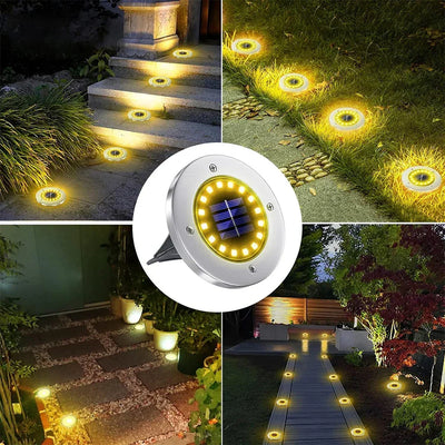 Outdoor Solar Landscape Lighting 16LEDs Solar Lawn Lights Waterproof For Garden Patio Pathway Yard Deck Driveway Walkway