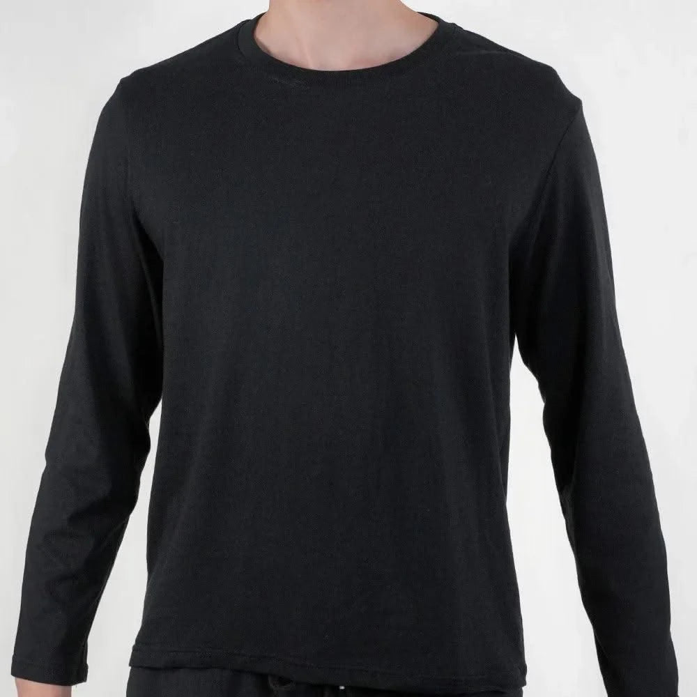 Men's Casual Round Neck Cotton Moisture Wicking Long Sleeve T Shirts | Tees | Tanks | White, Black Undershirts Loose Fit